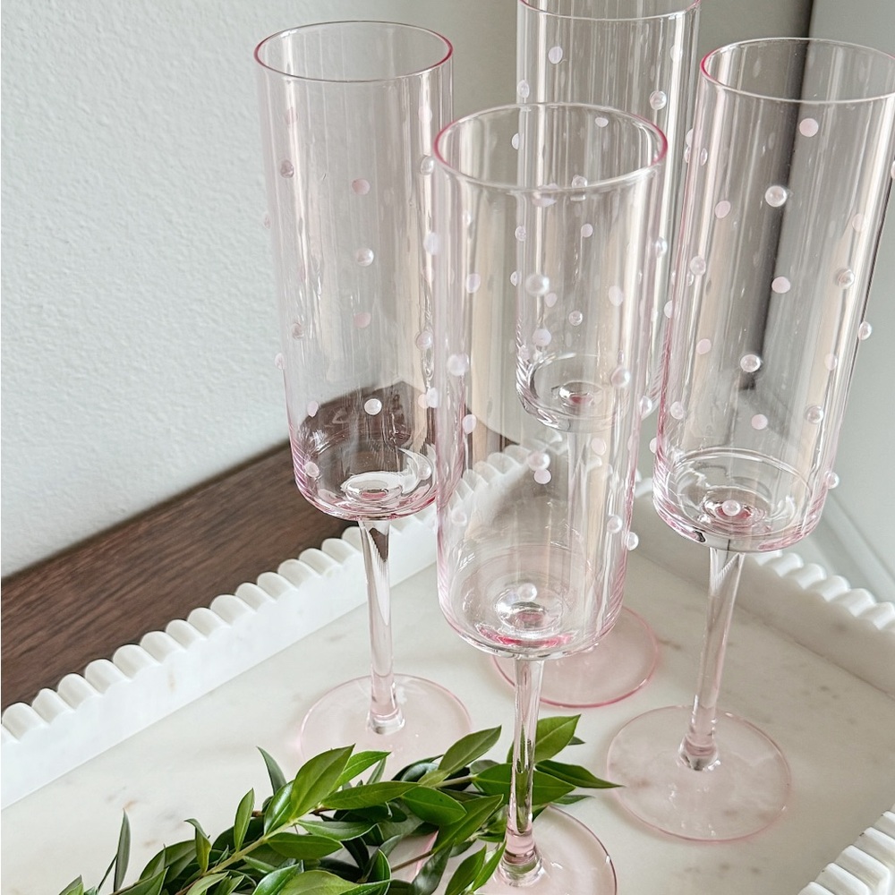 COPY - Pink pearl champagne flute glasses